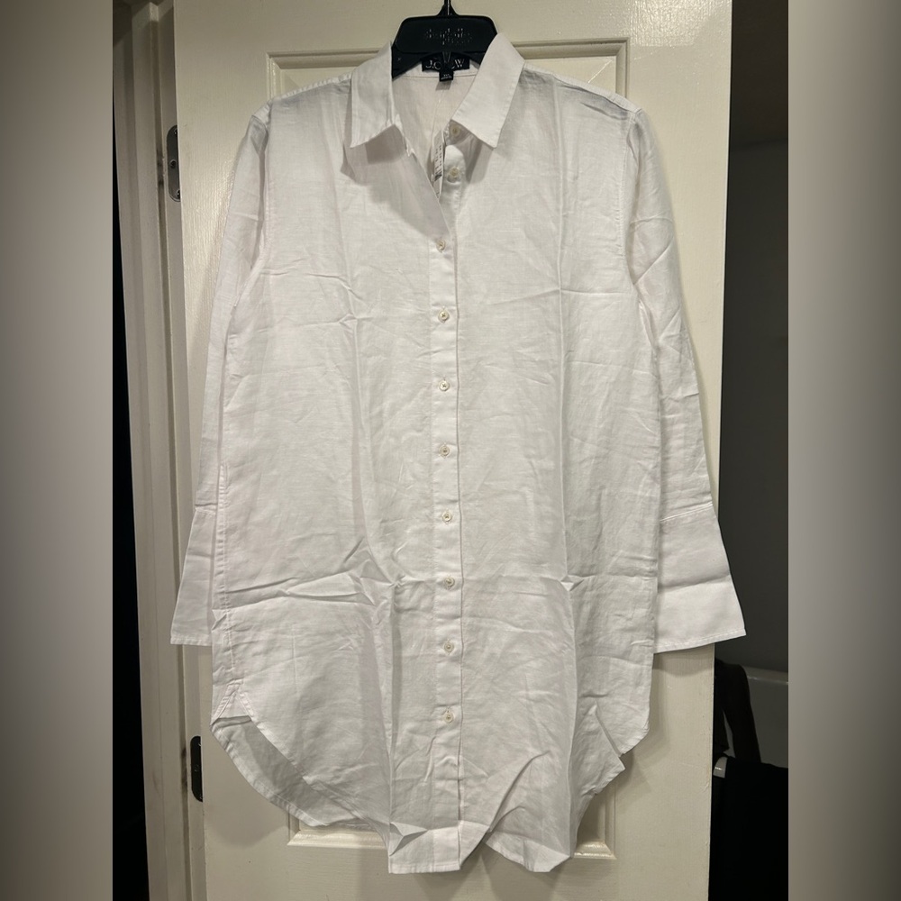 NWT J.Crew Relaxed Fit Shirt Linen Cotton Blend Sheer White Size XXS SEE PICS - Picture 4 of 13